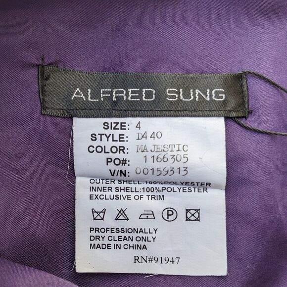 GORGEOUS Vintage Alfred Sung Peau De Soie Prom Fit & Flare Dress, Size 4 - Picture 5 of 11